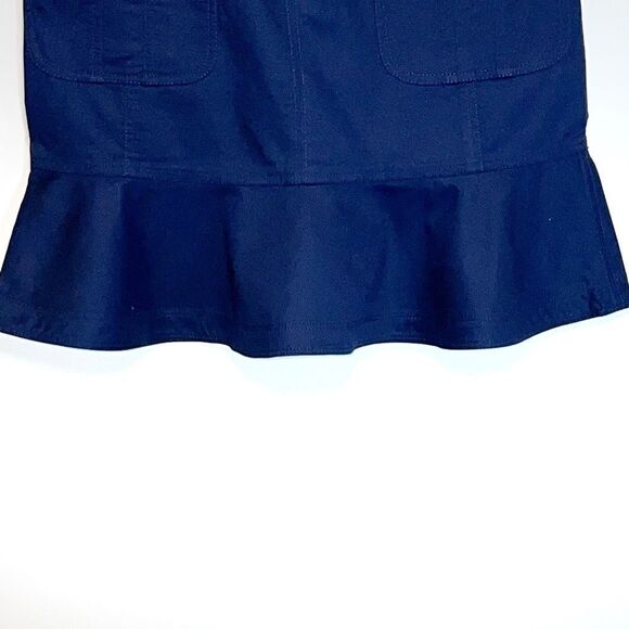 NWOT Tory Burch Dacey Navy Ruffled Stretch Cotton Logo Skirt Sz 4 $295 - Picture 2 of 6